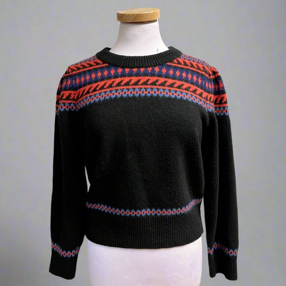 Hunter Bell black Jackie Fair Isle sweater, size M - Picture 1 of 3